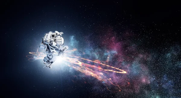 Yönetim Kurulu uçan üzerinde uzay adamı. Karışık teknik