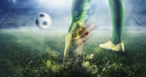 Soccer goal moment. Mixed media — Stock Photo, Image