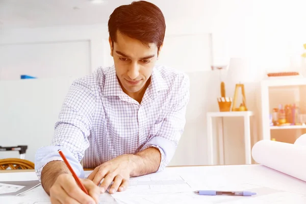 Young man architect in office — Stock Photo, Image