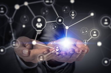 Sosyal etkileşim kavramı. 3D render