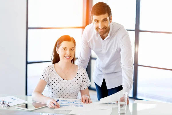 Image of two young business people in office — Stock Photo, Image