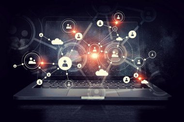 Sosyal bağlantı ve ağ. Karışık teknik