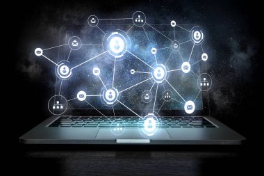 Sosyal bağlantı ve ağ. Karışık teknik