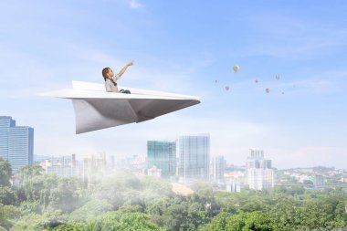 Çocuk pilot olmak hayal. Karışık teknik