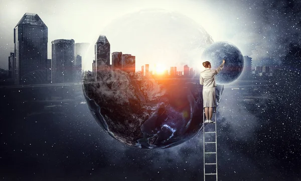 Great big world. Mixed media — Stock Photo, Image