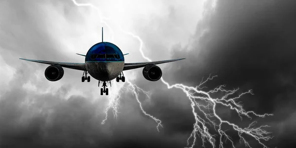 Flygplan i himlen. Mixed media — Stockfoto