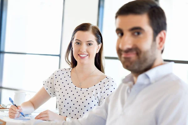 Image of two young business people in office — Stock Photo, Image