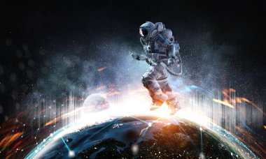 Hızlı çalışan uzay adamı. Karışık teknik