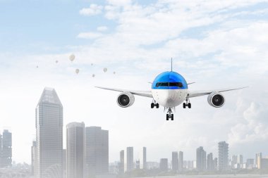 Uçak gökyüzünde. Karışık teknik