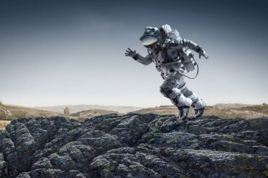 Hızlı çalışan uzay adamı. Karışık teknik