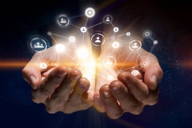 Sosyal etkileşim kavramı. 3D render