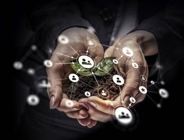 Sosyal etkileşim kavramı. 3D render