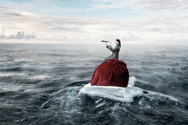 Seyir için yol Noel Baba. Karışık teknik