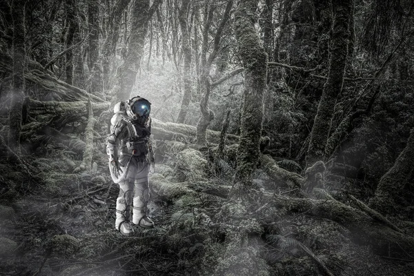 Avontuur van spaceman. Mixed media — Stockfoto