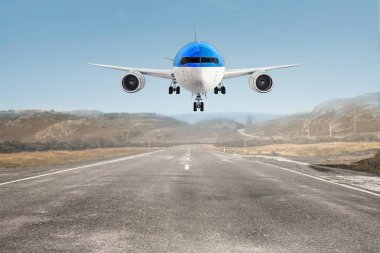 Uçak gökyüzünde. Karışık teknik