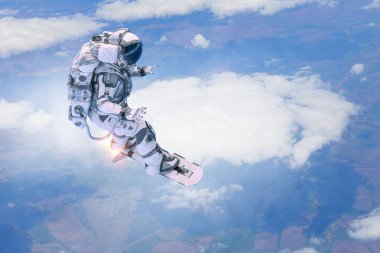 Yönetim Kurulu uçan üzerinde uzay adamı. Karışık teknik