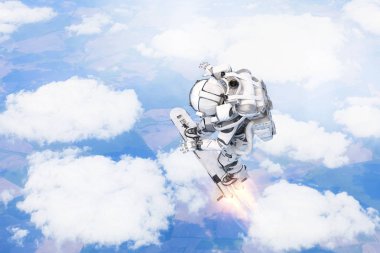 Yönetim Kurulu uçan üzerinde uzay adamı. Karışık teknik
