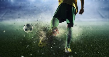 Futbol gol anı. Karışık teknik