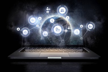 Sosyal bağlantı ve ağ. Karışık teknik