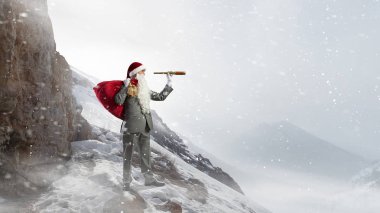 Seyir için yol Noel Baba. Karışık teknik