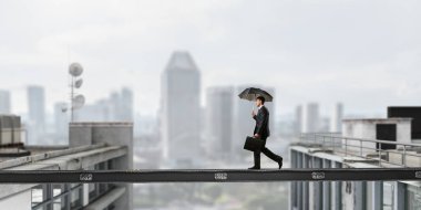 Korkusuz işadamı üstesinden zorluk. Karışık teknik