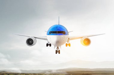 Uçak gökyüzünde. Karışık teknik