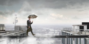 Korkusuz işadamı üstesinden zorluk. Karışık teknik