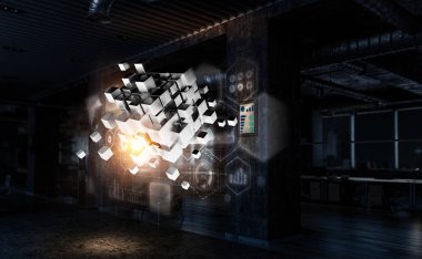 Modern ofiste küp. Karışık teknik