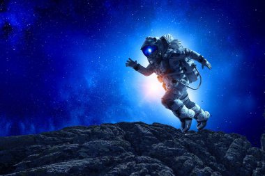 Hızlı çalışan uzay adamı. Karışık teknik