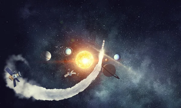 Güneş sistemi gezegenler. Karışık teknik — Stok fotoğraf