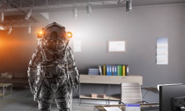 Uzay giysisi tasarım. Karışık teknik