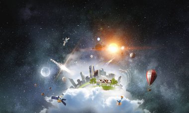 Eko yeşil kavram. Karışık teknik