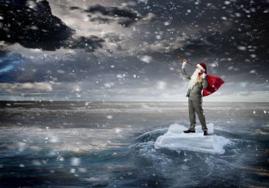 Seyir için yol Noel Baba. Karışık teknik