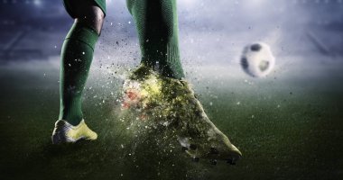Futbol gol anı. Karışık teknik