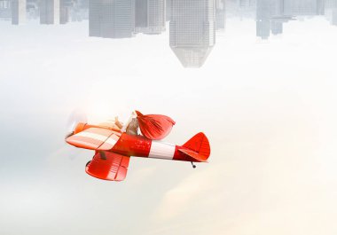 Santa hediyeler teslim için aceleyle. Karışık teknik