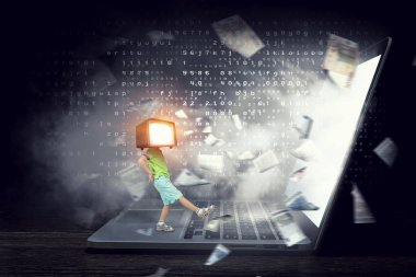 TV çocuk bağımlısı. Karışık teknik