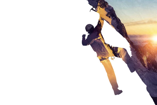 El alpinismo deporte como concepto. Medios mixtos — Foto de Stock