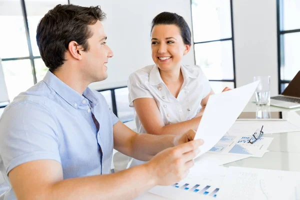 Image of two young business people in office — Stock Photo, Image