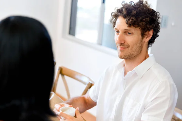 Man having tea at home — Stock Photo, Image