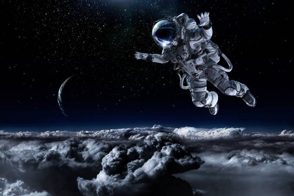 Astronaut in gravity. Elements of this image furnished by NASA.