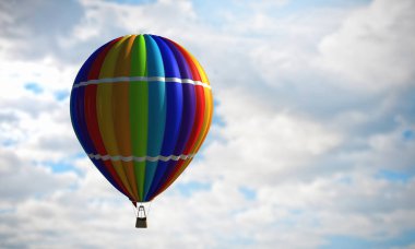 Aerostat gün gökyüzünde yüzen. Karışık teknik