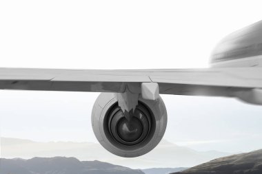 Uçağın gökyüzünde kapatın. Karışık teknik