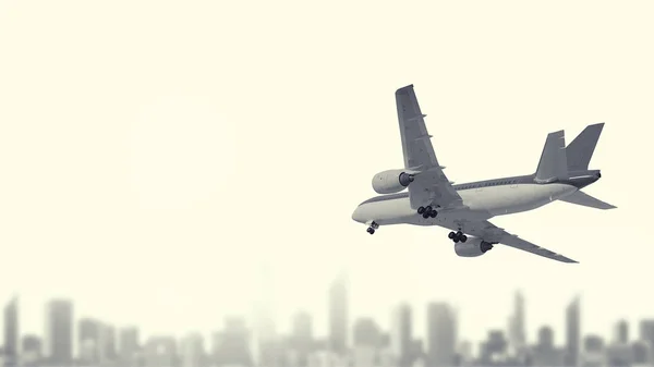 Avión en el cielo. Medios mixtos —  Fotos de Stock