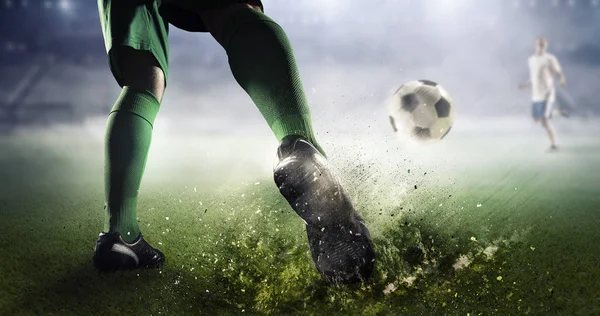 Soccer goal moment. Mixed media — Stock Photo, Image