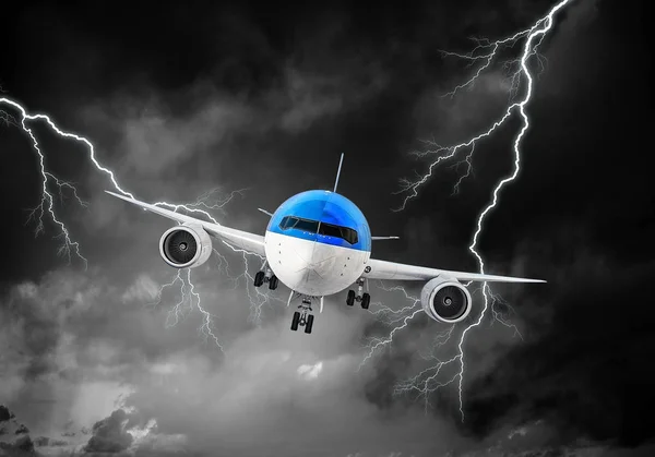 Flygplan i himlen. Mixed media — Stockfoto