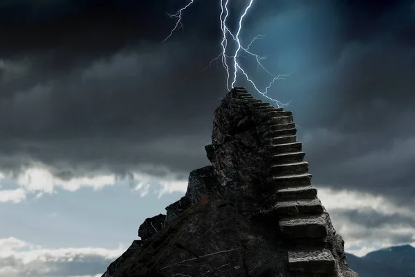 Steintreppe. Gemischte Medien — Stockfoto