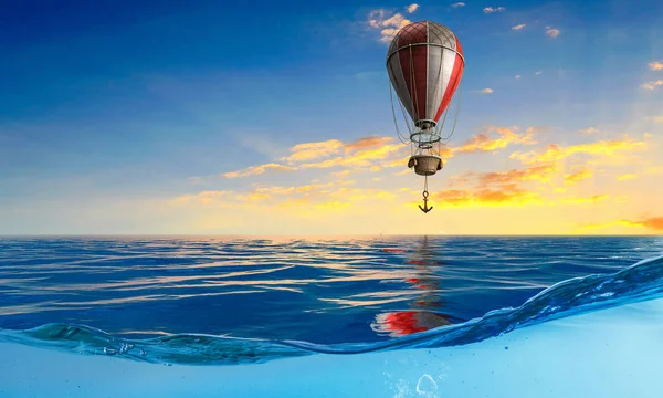 Air balloon in sea — Stock Photo, Image