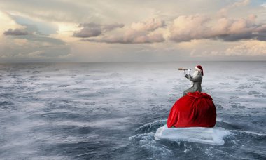 Seyir için yol Noel Baba. Karışık teknik