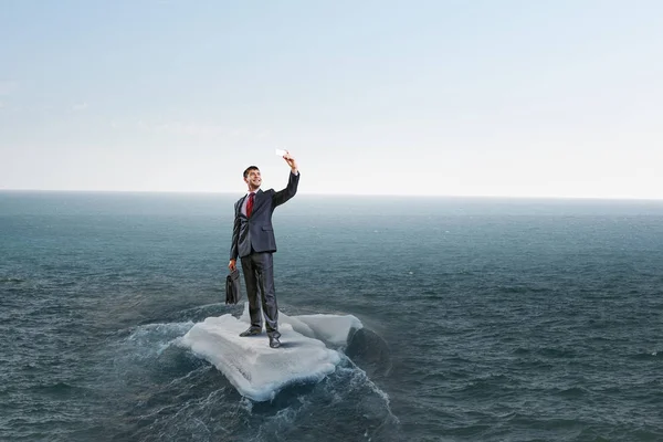 Surfing havet på isflak. Mixed media — Stockfoto