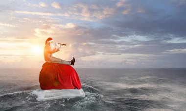 Seyir için yol Noel Baba. Karışık teknik